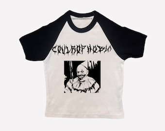 Coulrophobia clown baby  tee (womens tight fitting cropped shirt)
