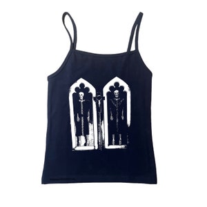 skeleton coffin baby tee (women’s tight fitting cropped shirt)