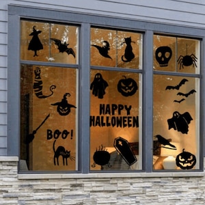 Halloween Fun Decal Set , Window Vinyl Decals, Removable, Window Cling or Permanent Vinyl Ghost Decals for windows, doors, walls etc