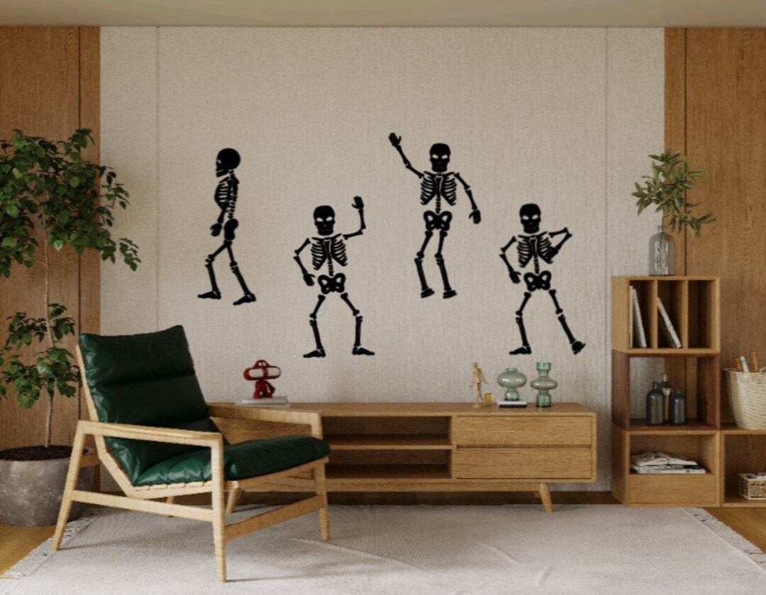 Set of Four Fun Skeletons Wall Window Decorations Vinyl Etsy