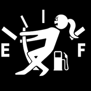 Low Gas Vinyl Decal - Guy/Girl Funny Vinyl Decal - For Car Truck Sticker Stickman Fuel Door Gauge for Car, Truck, Laptop or wherever!