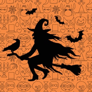 Flying Witch On A Broom,  Halloween  Vinyl Decal, Fun Removeable, Permanent, Window Cling Decal or Ironon for windows, doors, walls Clothing