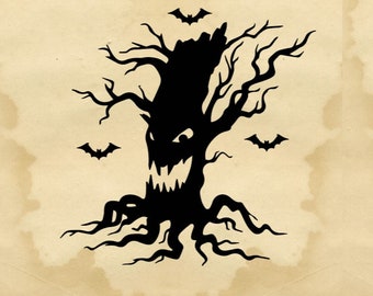 Spooky Halloween Haunted Tree-vinyl Leuk of Spooky-vinyl, permanent, strijkbaar, verwijderbaar of raamsticker voor je ramen, deuren en muren, kleding