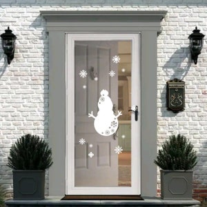 Schneemann-Fensteraufkleber, Schneeflocke Schneemann, lustige Weihnachten, Winter-Fensterdeko, selbstklebend, abnehmbarer / permanenter Aufkleber, Wände, Fenster, Türen