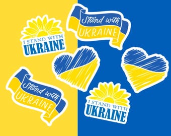 Stand with Ukraine Stickers,  Ukraine,Waterproof / UV Gloss or matte ,Stickers for Car, Truck, Window, RV,  Laptop, Skate board etc