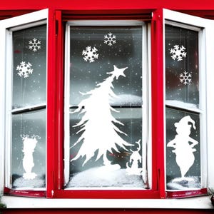 The Grinch That Stole Christmas Set, Cindy Lou, Max , Tree &  Snowflakes Set , Large Vinyl Decal Set, Remov/Perm, Cling, Wall, Window Door