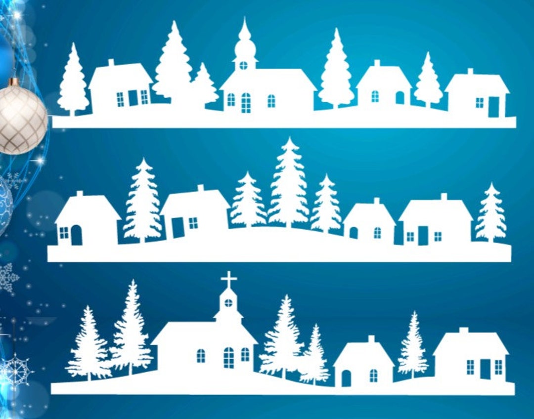 Christmas Village Clings & Decals 3 Village Scenes. Christmas Scene, Removable or Permanent