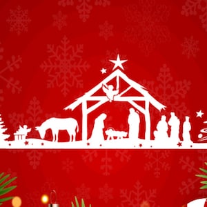 Cute Nativity Scene, Three Wise Men & Christmas Trees, Angels, Cute Christmas Window cling Plus Vinyl removable/permanent decals Walls Doors