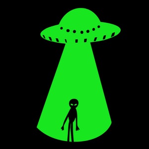 Aliens Vinyl Decal -  Beam Up Area 51 Adhesive Vinyl for Truck, Car, Window, Van, RV, Home, Wall, Door, Laptop or wherever!
