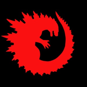 ¡Godzilla! Calcomanía redonda de vinilo, permanente/removible, holográfica, para planchar, ideal para auto, camioneta, ventana, laptop, pared o ropa.