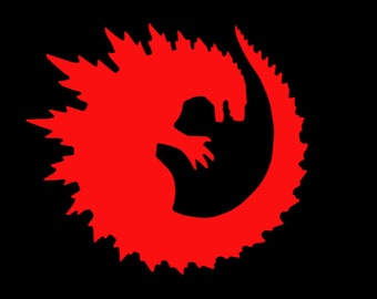 Godzilla! Round , Vinyl Decal, Permanent/Removable, Kaiju, Holographic ,Iron-on, Kaiju For Car, Truck, Window Laptop Wall, or clothing