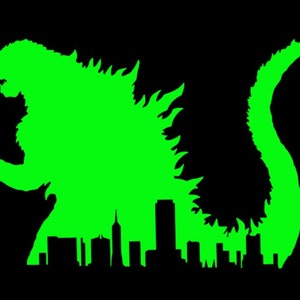 Godzilla Takes The City Vinyl Aufkleber, Aufbügeln, Permanent, entfernbar, Holographisch, Mehrfarbig Kaiju Auto, LKW, Fenster, Wand, Laptop, Hoodie