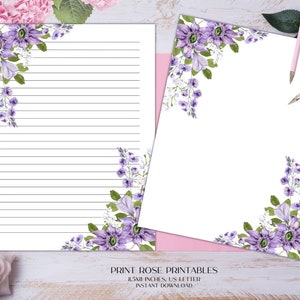 Violeta Printable Stationery 8.5x11 Inches US Letter/Printable Stationary/Line Paper/Printable Paper/Writing Paper/Journal Paper