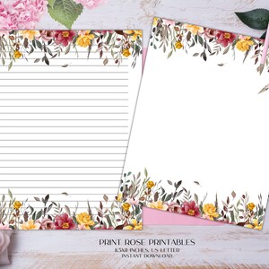 Anabell Floral Papelería imprimible 8.5x11 pulgadas Carta de EE. UU./Papelería imprimible/Papel de línea/Papel imprimible/Papel de escritura/Papel de diario