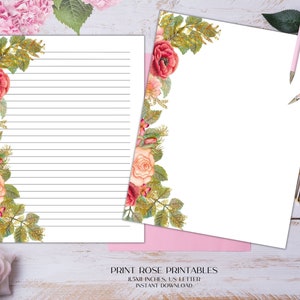 Iris Floral Printable Stationery 8.5x11 Inches US Letter/Printable Stationary/Lined Paper/Printable Paper/Writing Paper/Journal Paper