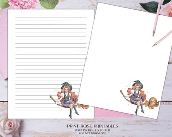 Cordelia Halloween druckbares Briefpapier 8,5x11 Zoll US Letter/druckbares Briefpapier/Linienpapier/druckbares Papier/Schreibpapier/Journalpapier