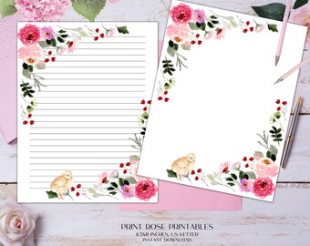 Sweet Chicky Easter Printable Stationery 8.5x11 Inches US Letter/Printable Stationary/Line Paper/Printable Paper/Writing Paper/Journal Paper