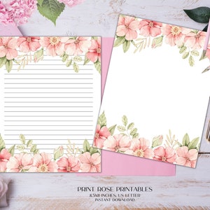 Kehlani Floral Printable Stationery 8.5x11 Inches US Letter/Printable Stationary/Line Paper/Printable Paper/Writing Paper/Journal Paper