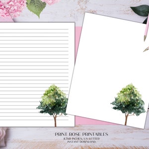 Tree Sage Floral Printable Stationery 8.5x11 Inches US Letter/Printable Stationary/Lined Paper/Printable Paper/Writing Paper/Journal Paper
