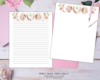 Moon Magic Printable Stationery 8.5x11 Inches US Letter/Printable Stationary/Line Paper/Printable Paper/Writing Paper/Journal Paper
