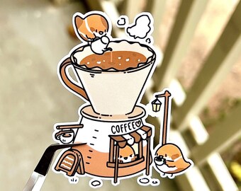 Cafe Sticker/Coffee Stickers/Cute Bird Coffee Sticker/Coffee Stickers for Waterbottle/Coffee Lover Sticker/Vinyl Sticker/Laptop Sticker/Bird