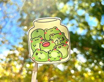 Cute Frogs Vinyl Stickers/Frog Stickers/Frog Cute Stickers/For Laptop/For Water Bottle/Froggy Stickers/Kawaii Frog/Frog gift/Jar of Frogs