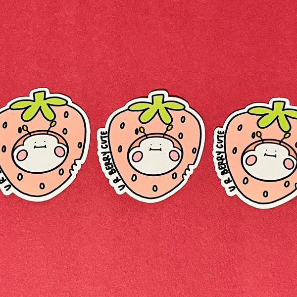 Strawbaby Alien Sticker/ Strawberry Sticker/Fruit Stickers/Journal Sticker/ Stickers/ Cute Fruit Sticker/ Strawberry/ Laptop Sticker