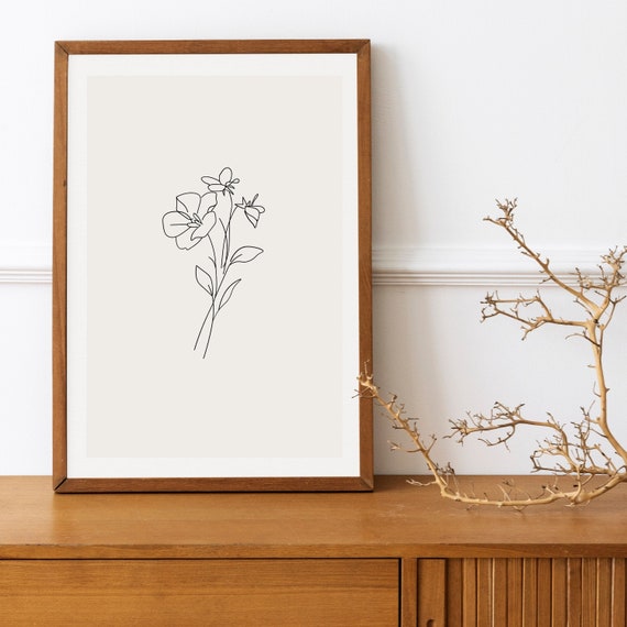 Minimal Bunch of Flowers Digtial Art Line Art Printable - Etsy