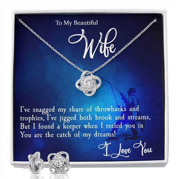 To Wife Gift Necklace Earrings Funny Poem Message Card Fishing - Etsy