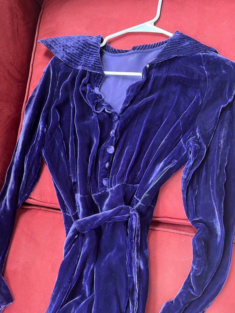Vintage 1930s Purple Silk Velvet Dress - Etsy