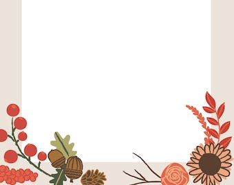 Autumn leaves and acorns fall border for newsletters, scrapbooking etc