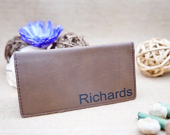 Custom Checkbook Covers, Customized Leather Check Book Holder, Checkbook Case, Checkbook Wallet, Custom Engraved Checkbook Covers