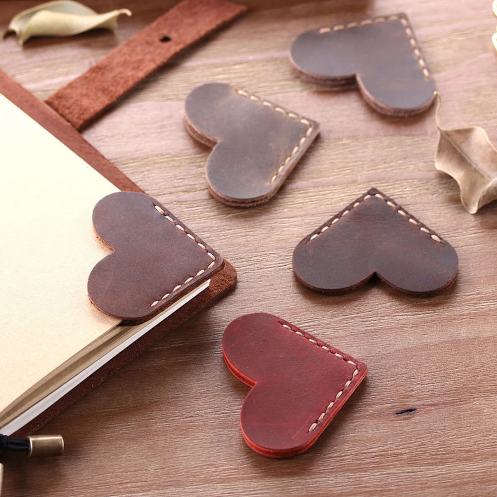 Leather corner heart bookmark on gifts for bookworms