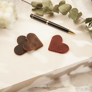 Genuine Leather Personalized Heart  Bookmarks