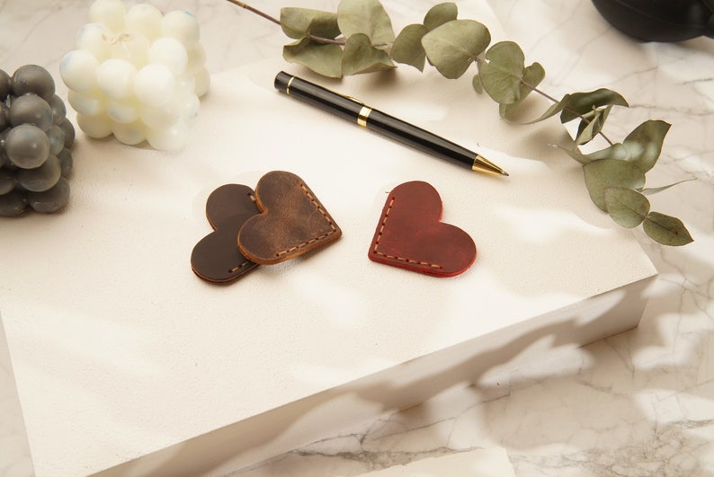 Genuine Leather Personalized Heart  Bookmarks