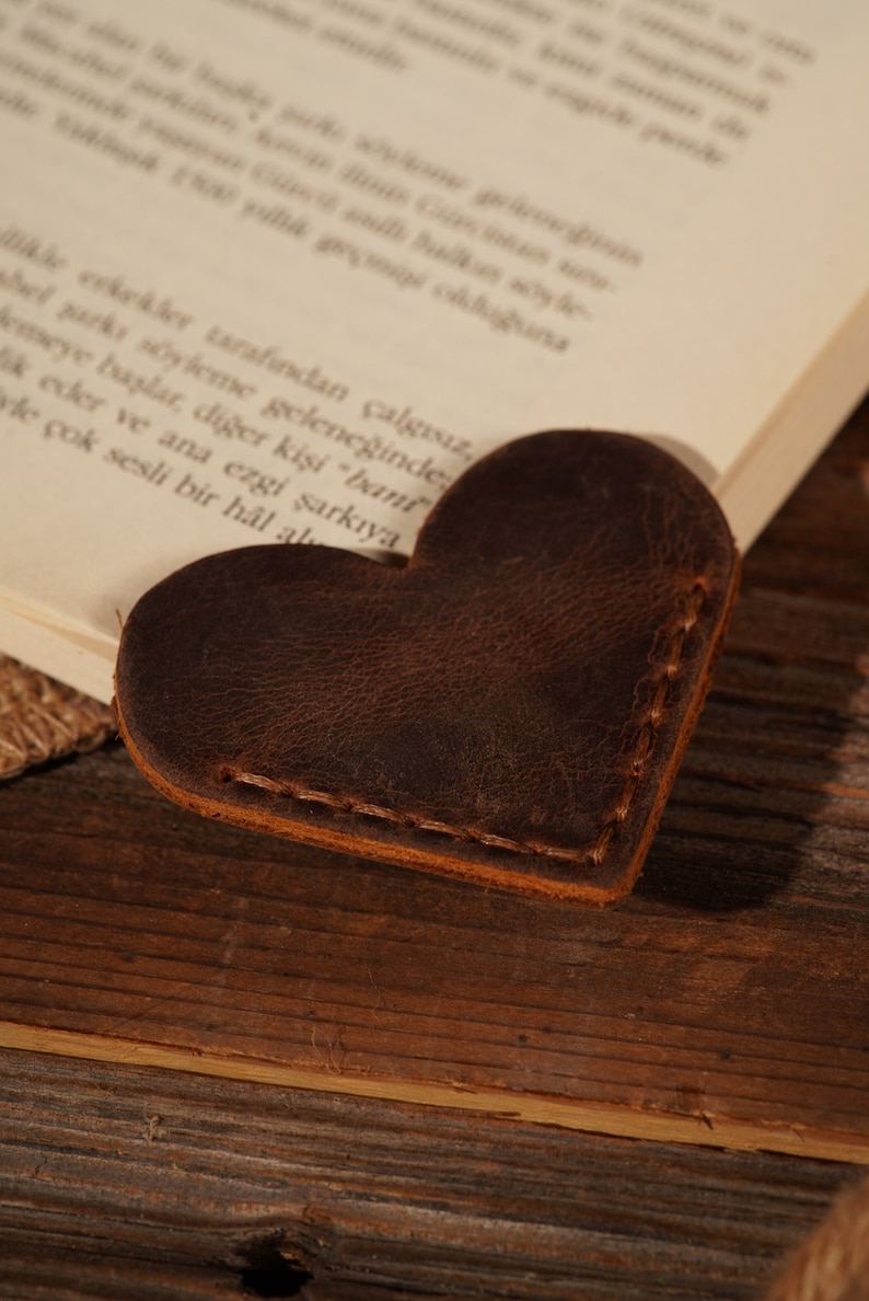 Genuine Leather Personalized Heart  Bookmarks