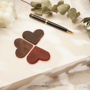 Genuine Leather Personalized Heart  Bookmarks