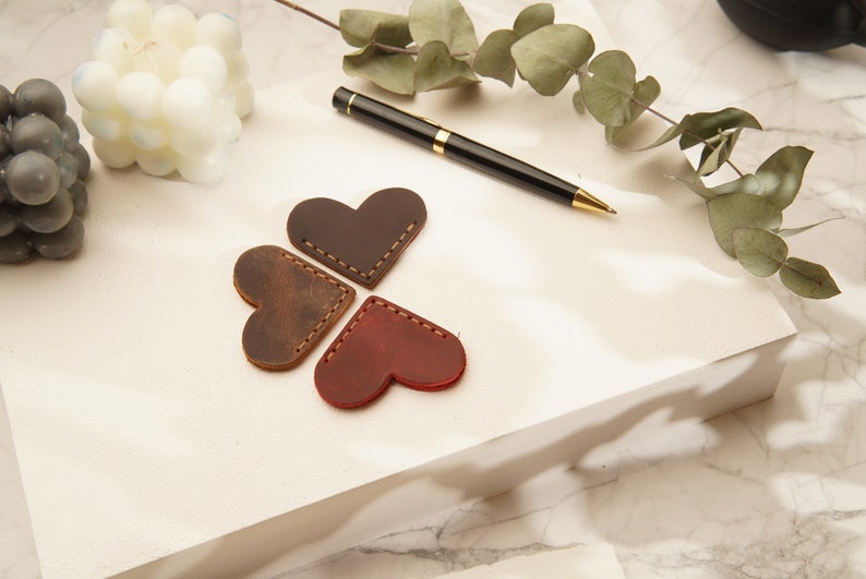 Genuine Leather Personalized Heart  Bookmarks