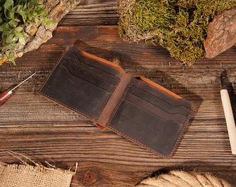 Personalized Leather Wallet, Personalized Bifold Wallet,Personalized Wallet, Handmade Wallet for Men, Father's Day Gift