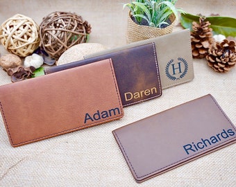 Personalized Checkbook Holder, Customized Leather Check Book Holder, Checkbook Case, Checkbook Wallet, Custom Engraved Checkbook Covers