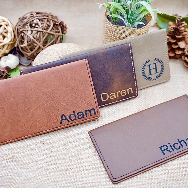 Personalized Checkbook Holder, Customized Leather Check Book Holder, Checkbook Case, Checkbook Wallet, Custom Engraved Checkbook Covers