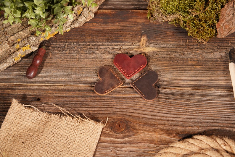 Genuine Leather Personalized Heart  Bookmarks