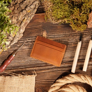 Cartera de cuero personalizada, Tarjetero de cuero genuino personalizado, Cartera personalizada, Cartera hecha a mano para hombres, Regalo del día del padre