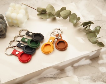 Personalized AirTag Case, Leather AirTag Keychain, Air Tag Key Ring Holder, Leather AirTag Key Holder