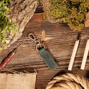 PERSONALIZED Leather Keychain, laser engraved, Genuine Leather,Crazy Horse Leather,Customize Leather Key Chain