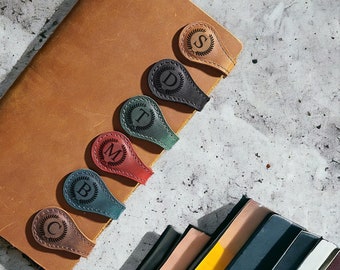 Personalized Leather Bookmark, Leather Magnetic Bookmark, Initials Leather Bookmark, Handmade, Reader gift, gift for him, gift for her