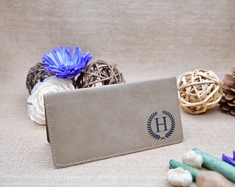 Cubierta de talonario de cheques de cuero, soporte de talonario de cheques de cuero personalizado, caja de chequera, billetera de chequera, cubiertas de chequera grabadas personalizadas