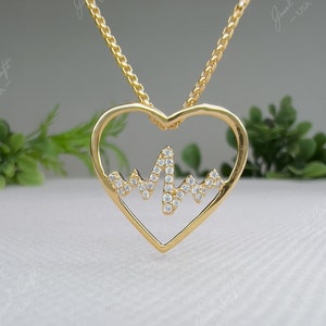 Heart Life Line Pendant, Diamond Pendant, Heart Line Charm Pendant, Diamond Choker Necklace, Cubic zirconia diamond Pendant, Valentine Day