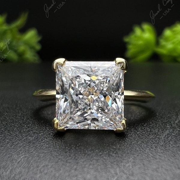Knife Sank 2.79ct Princess Cut Engagement Ring, Halo Wedding Ring, Vintage Wedding Ring, Princess Bridal Ring 14k White, Yellow, Valentine