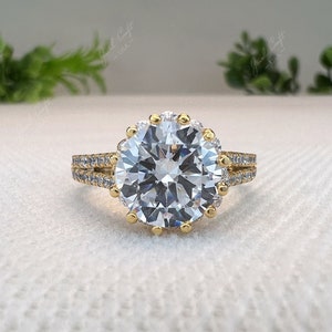 Round Cut 2.00 CT Moissanite Engagement Ring, Pave Set Simulated Diamond Wedding Ring Set, Stackable Ring Set, Bridal Set, Ring For Her